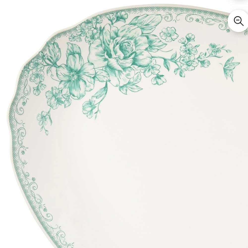 š 2025 The Pioneer Woman Agatha Green Floral Serving 16 Inch Platter - Picture 2 of 4